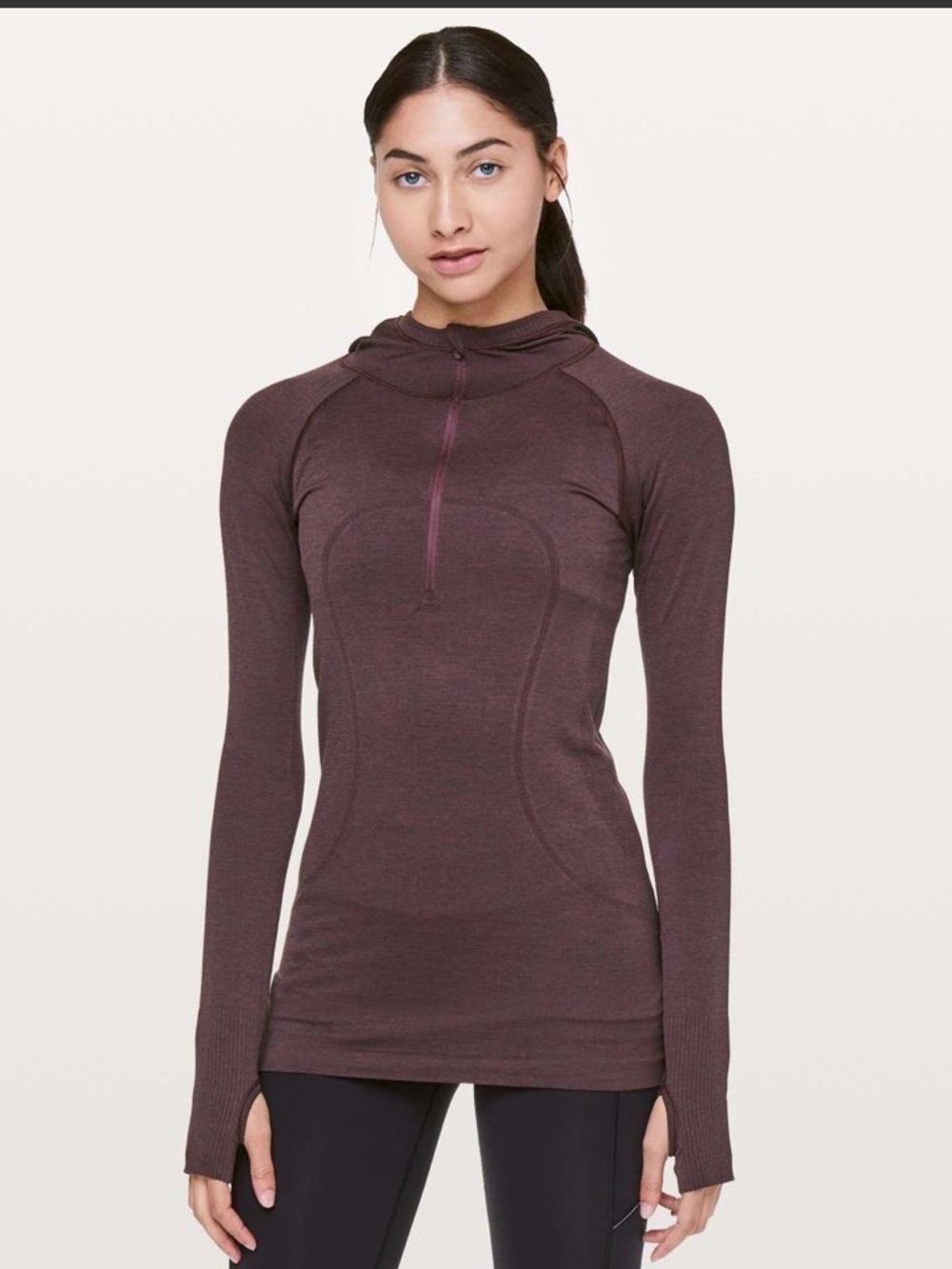 Lululemon Swiftly Tech Hooded 1/2 Zip
 Half-Zip Hooded Athletic Top - Plum NWOT